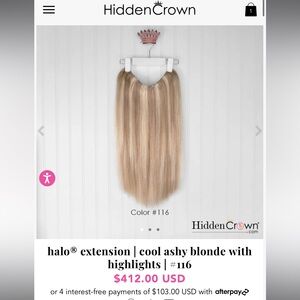 Hidden Crown Halo® Extension | Cool Ashy Blonde with Highlights | #116-layered